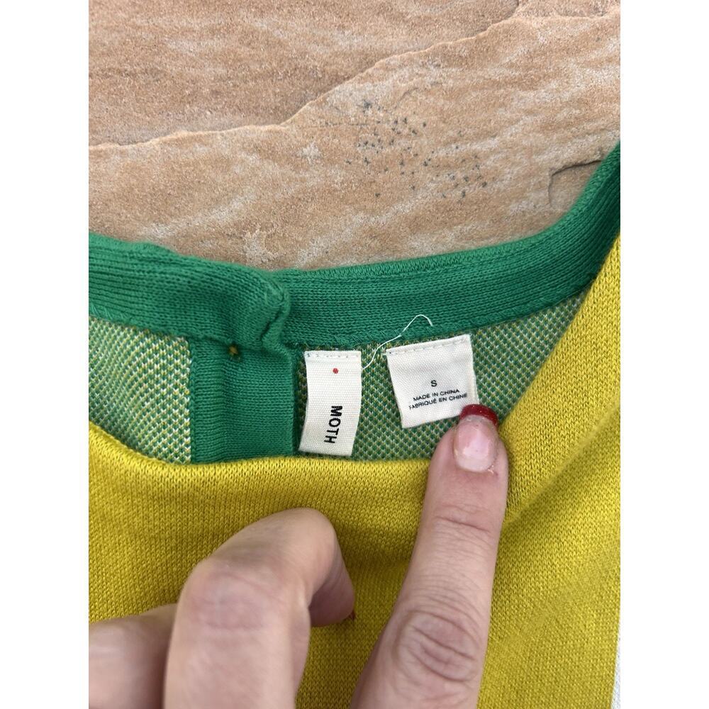 MOTH Anthropologie Green Yellow Retro Mod Sleeveless Colorblock Mini Dress Small - Picture 5 of 6